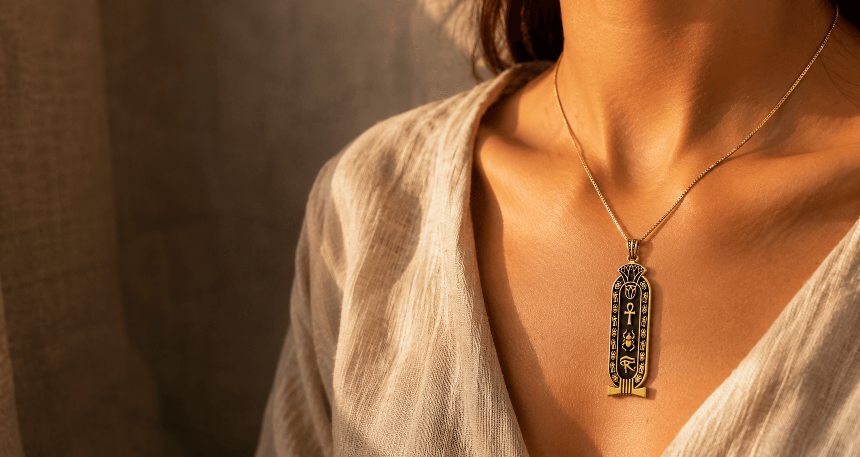 A cartouche pendant, hand-cast with a personalized name
